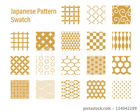 金色傳統日式圖案樣片 134042289