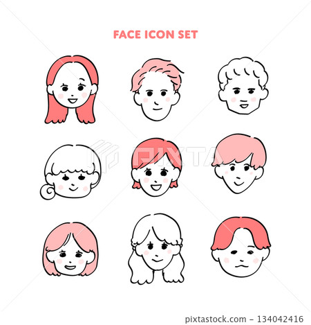 手繪圖示集/簡易人物插畫素材 134042416