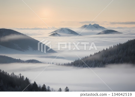 漂浮在雲彩海的山 134042519