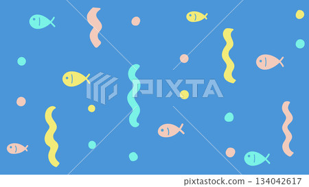 Cute hand-drawn backgrounds for video streaming: Fish in the sea 134042617