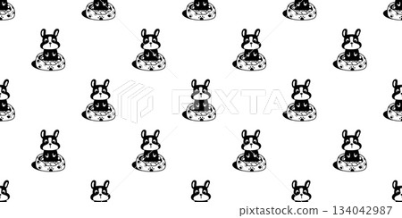 dog seamless pattern french bulldog cartoon sitting pillow doodle puppy paw footprint pet gift wrapping paper tile background repeat wallpaper illustration animal 134042987