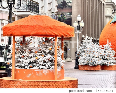 Russia, Moscow, Old Arbat December 6, 2025 New Year's decoration of Winter Street in Moscow 134043024