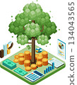 Isometric Financial Growth Investment Tree with Money and Charts 134043565