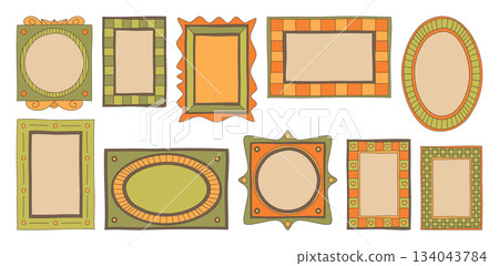 Y2K hand drawn frame with groovy border Y2K hand drawn frame with groovy border 134043784