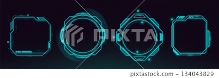 Futuristic HUD frames on transparent background Futuristic HUD frames on transparent background 134043829