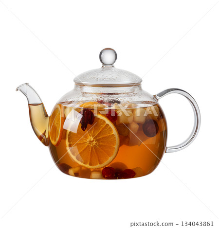 水果茶（玻璃茶壺）透明背景 134043861