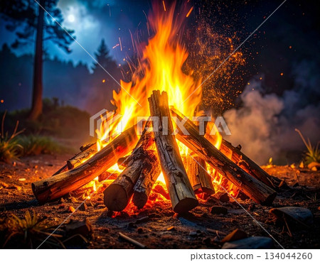 Outdoor bonfire camping 134044260