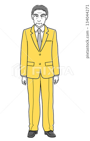 Middle-aged man in a suit standing (simple) 134044271