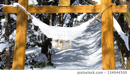 Snowy countryside shrine scenery in Hokkaido Snowy countryside shrine scenery in Hokkaido 134044509