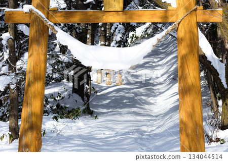 北海道雪景鄉村神社風光 134044514