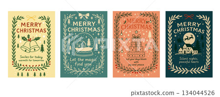 4 種自然色聖誕卡 4 種自然色聖誕卡 134044526