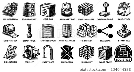 物流與倉儲圖示集 134044528