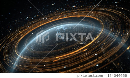 Earth Surrounded by Digital Rings and Data in Space Earth Surrounded by Digital Rings and Data in Space 134044666