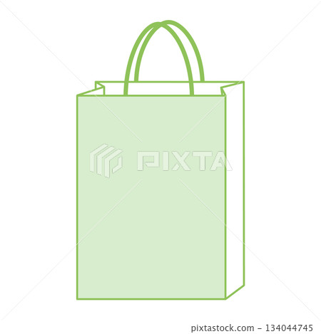 Paper bag illustration, simple, front, handbag, green, vertical 134044745