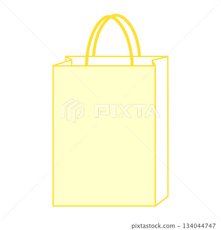 Paper bag illustration, simple, front, handbag, yellow, vertical 134044747