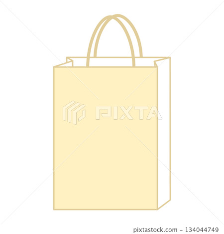紙袋插圖，簡約，正面，手提包，黃米色，豎版 134044749
