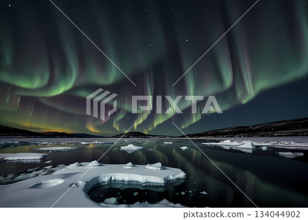 Aurora night sky, aurora viewing, feeling the world, mysterious, Aurora night sky, aurora viewing, feeling the world, mysterious, 134044902