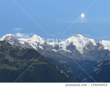 Eiger, Mönch, Jungfrau and the Moon Eiger, Mönch, Jungfrau and the Moon 134044918