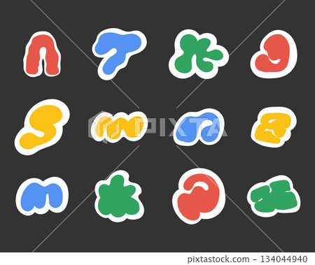 Colorful Abstract Shape Vector Set Modern Blob and Organic Doodle Illustration 134044940