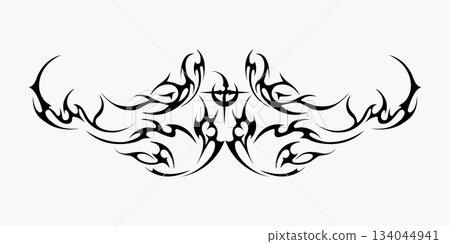 Abstract neo tribal element. Neo tribal shape. Aesthetic y2k cyber gothic style. Vector illustration. 134044941