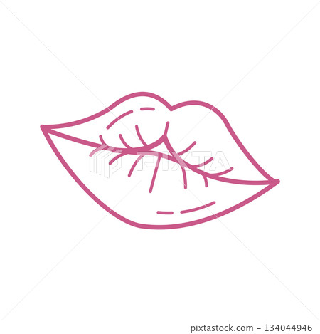 Hand-Drawn Lips Doodle Icon in Cute Minimal Line Art Style Hand-Drawn Lips Doodle Icon in Cute Minimal Line Art Style 134044946
