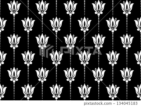 Flower geometric pattern. Seamless vector background. White and black ornament. 134045183
