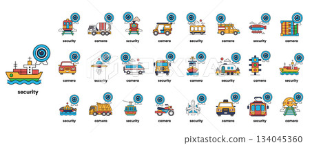 A collection of vehicles with the word security written below them 134045360