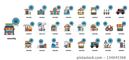 A collection of images with the word security written below them A collection of images with the word security written below them 134045366