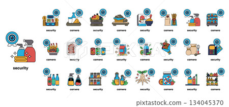 A collection of images with the word security written in the center A collection of images with the word security written in the center 134045370