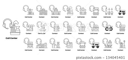 A collection of icons for a Call Center 134045401