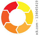 Six-colored arrow cycle diagram showing circulation - an infographic for business processes and workflows 134045419