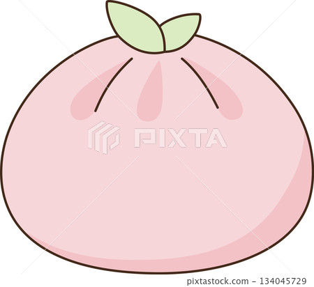 Cute Cartoon Pink Steamed Bun Illustration Cute Cartoon Pink Steamed Bun Illustration 134045729