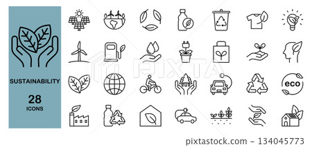 永續生態線條圖示集 134045773