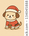 Illustration of a dog wearing a Santa hat 134045888