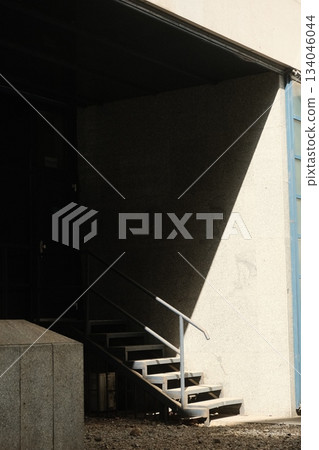 Shadows Fall On Concrete Stairwell Entrance Shadows Fall On Concrete Stairwell Entrance 134046044