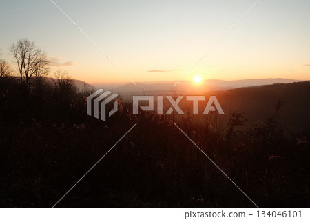 Golden Sunset Over Appalachian Mountain Ridges 134046101
