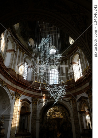 Baroque Church Interior With Light Trails Baroque Church Interior With Light Trails 134046242