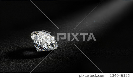 Shiny luxury diamond gem on black textured background under spotlight concept of wealth value expensive jewelry treasure quality perfection gift 134046335