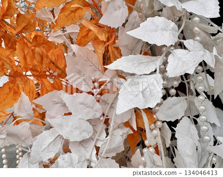 textures for the background colored white and orange artificial leaves textures for the background colored white and orange artificial leaves 134046413