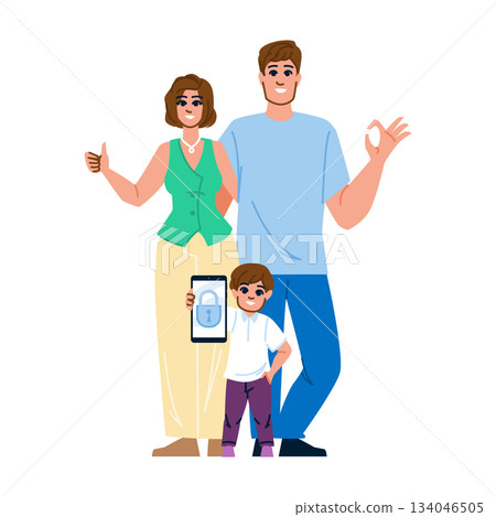 Parents ensuring child online safety with digital control 134046505