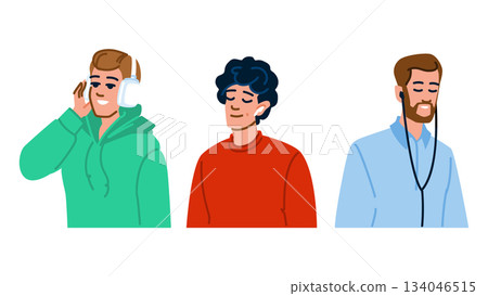 People listening to music using diverse audio devices People listening to music using diverse audio devices 134046515