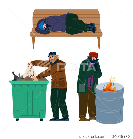 Homeless men facing struggle and harsh conditions Homeless men facing struggle and harsh conditions 134046570