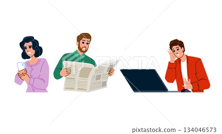 People reacting to shocking news across various media 134046573