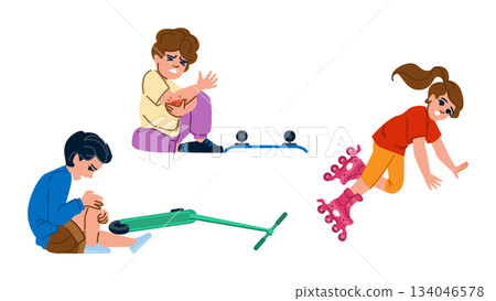 Children having accidents and falling during outdoor play Children having accidents and falling during outdoor play 134046578