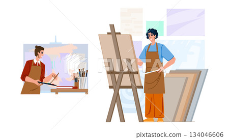 Artists painting creativity fine art in studio Artists painting creativity fine art in studio 134046606