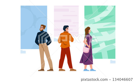 People viewing contemporary artworks in an art gallery exhibition People viewing contemporary artworks in an art gallery exhibition 134046607