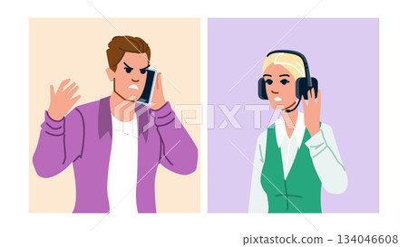 Angry client complaining to customer service representative 134046608