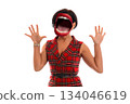 Funky emotions. Beautiful young  women  standing white background 134046619