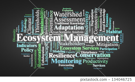 Ecosystem Management Word Cloud. Core Terms on Sustainability, Resilience, and Conservation 134046725