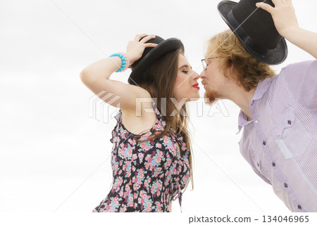 Vintage couple against sky 134046965